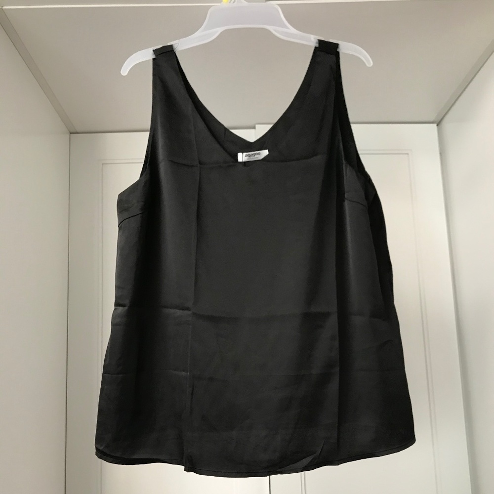 Zeagoo Women’s L Silky Sleeveless Black Tank Top Size Large NWT